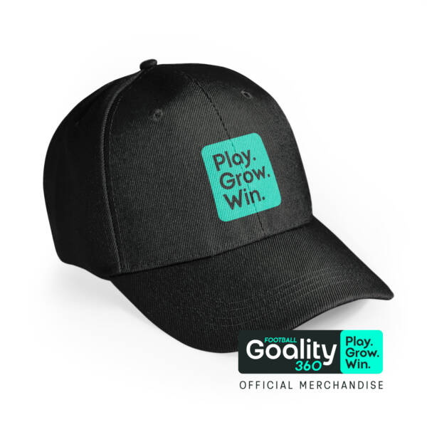 Introducing the first cap of our official Goality360 merchandise — the Classic Black Cap with our iconic Play. Grow. Win. slogan. This minimalist design is perfect for athletes and fans who value simplicity and style.